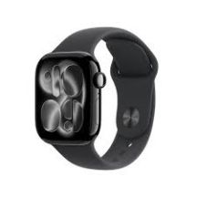 Apple Watch Series 11 • GPS™ 42 mm™ Tiefes Aluminiumgehäuse mit schwarzem Sportarmband – S/M