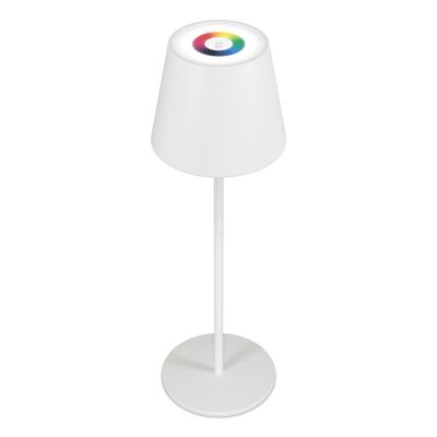 RealPower LED-RGB Tischlampe dimmbar mit Akku, weiss