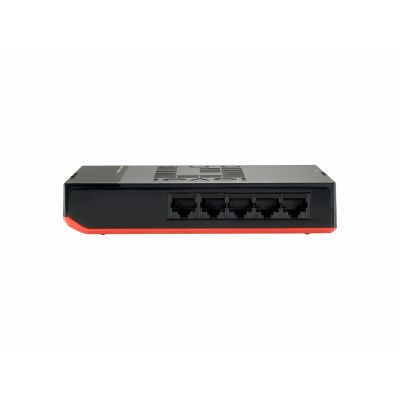 4. LevelOne GSW-0507 Netzwerk-Switch, unmanaged Gigabit Ethernet (10/100/1000), Schwarz, Rot