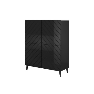 ABETO Bücherregal 100,5 x 40 x H 121,5 cm, schwarz/glänzend schwarz