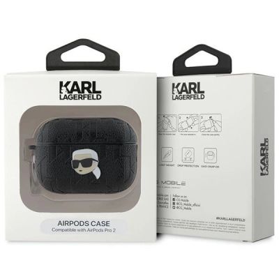 4. Karl Lagerfeld Monogram Karl Head Case für AirPods Pro 2 – Schwarz