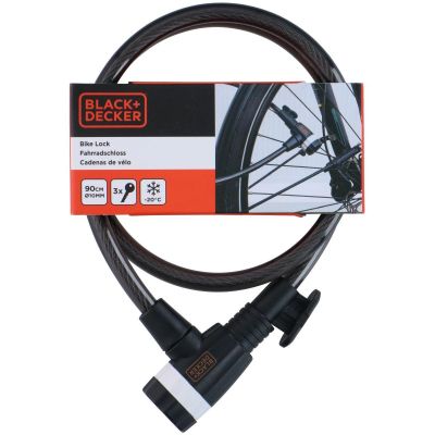 23. Fahrradschloss mit Kabelschloss 10x900mm mit Griff Black+Decker