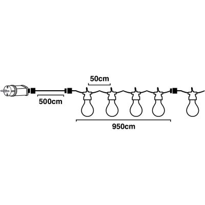 5. Gartengirlande Partybeleuchtung 20 LED A60 weißes Kabel