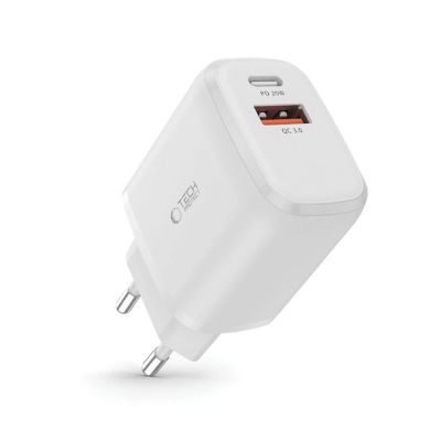 2. Tech-Protect C20W USB-C PD 20W / USB-A QC 3.0 Netzwerkladegerät – Weiß