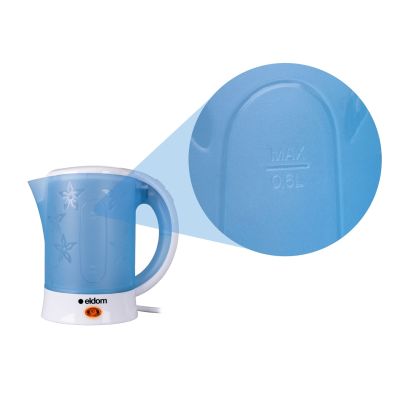 5. ELDOM C190 LINO 0,6 L 550W BLAUER WASSERKOCHER FÜR TOURISTEN + ZWEI TASSEN, ZWEI LÖFFEL