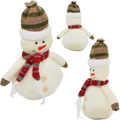 8. Dekorativer Schneemann, 23 cm, mit Hut und Schal