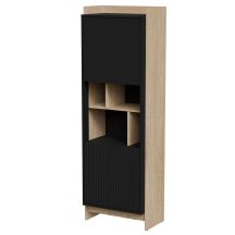 PORTO Vitrine 59x38x180 Eiche/Schwarz