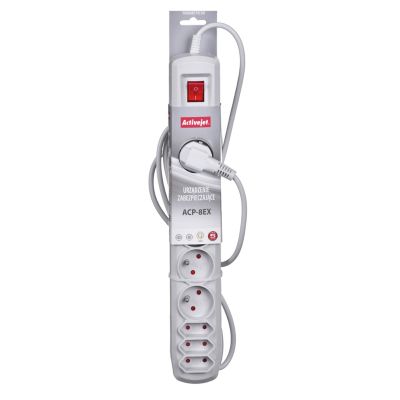 3. Activejet APN-8g/3m-GR Überspannungsschutzleiste (3 x Typ C, 5 x UTE; 10 A; 3 m; grau)
