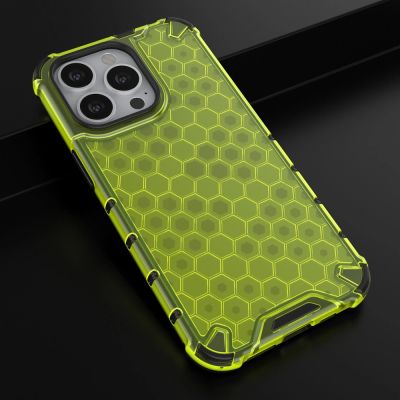 14. Honeycomb Handyhülle Schutzhülle mit TPU Rahmen für iPhone 13 Pro grün