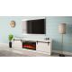 4. GRANERO TV-Schrank + Kamin 200x56,7x35 weiß/weiß glänzend