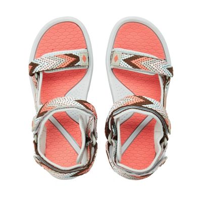 5. Lee Cooper Damenschuhe, Klettverschluss-Sandalen für den Sommer, Strand, hellgrau-rosa