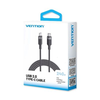 3. USB-C auf USB-C 2.0 PD 3.1 Lüfterkabel 5A 240W 2m Schwarz