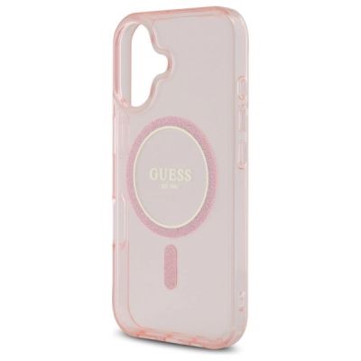 6. Guess GUHMP16SHFGEREP iPhone 16 6,1" rosa/rosa Hardcase IML Glitter Circle MagSafe