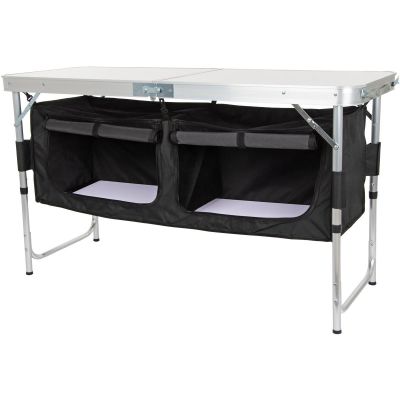 19. Klappbarer Campingtisch 120 x 47 x 70/62/54 cm mit Kleiderschrank 33 x 30 x 36 cm