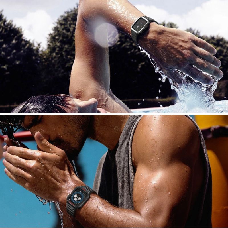 7. Schutzarmband für Apple Watch 38/40/41 mm Panzergehäuse-Armband - Schwarz, Gold