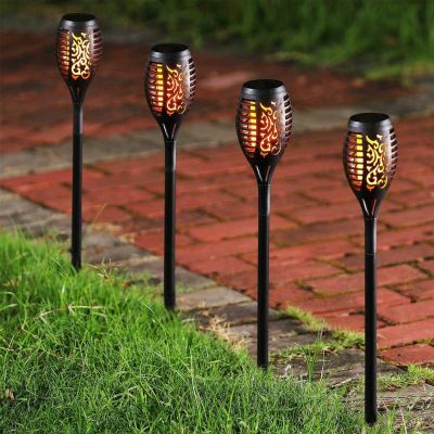 6. Solar-Taschenlampe mit tanzenden Flammen, 12 SMD-LEDs, 7 x 7 x 50 cm