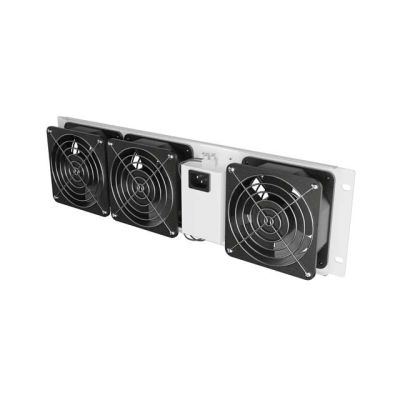 5. LANBERG Vertikal-Lüftungspanel 3 HE 19" für Rack-Schränke, drei Lüfter, 230 V, grau