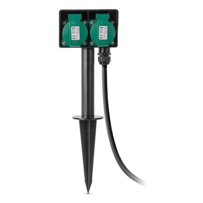 Entac ESE1.5G2-5-IP44S 5m Splitter 2 x Netzwerkdose für den Außenbereich Schwarz, Grün