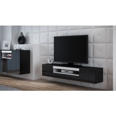2. TV-Schrank VIVA 180 schwarz/glänzend schwarz+weiß