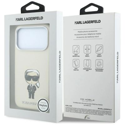 9. Karl Lagerfeld Smooth Ikonik Sketch MagSafe Hülle für iPhone 18 Pro / 17 Pro – Beige