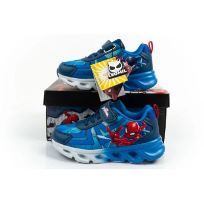 10. Leomil Kinder-Sportschuhe Spiderman-Sneaker, leicht, mit Klettverschluss, blaue LED-Beleuchtung