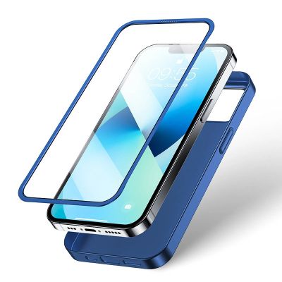 4. Joyroom 360 Full Case Cover für iPhone 13 Back and Front Cover + Tempered Glass blau (JR-BP927 blau)