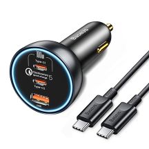 Baseus 160-W-Autoladegerät mit Qualcomm® Quick Charge™ 5-Technologie, 2x USB-C, 1x USB-A – Grau
