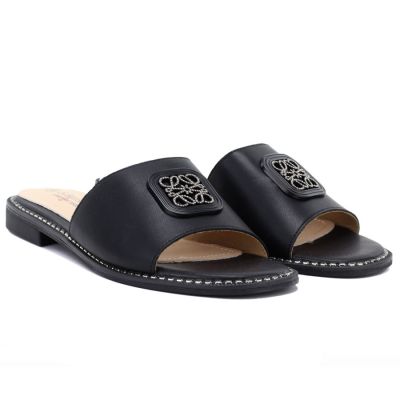 4. Schwarze Damen-Flip-Flops aus Leder, Modell S.Barski KV61-6019