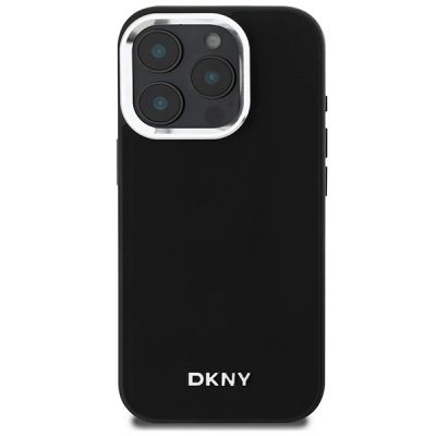 3. DKNY Plain Silver Logo MagSafe Hülle für iPhone 16 Pro – Schwarz