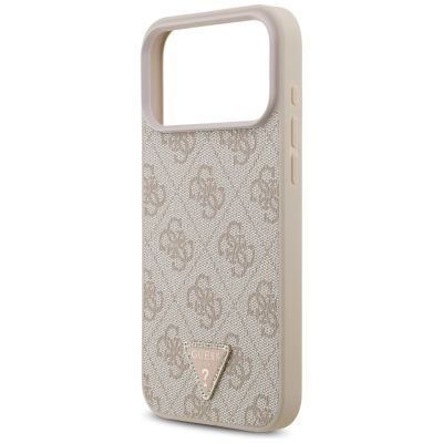 6. Guess Leather 4G Triangle Strass MagSafe Case für iPhone 17 Pro Max - Pink