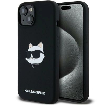 Karl Lagerfeld Silikon Choupette Head MagSafe Hülle für iPhone 15 Plus / 14 Plus – Schwarz