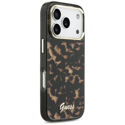4. Guess IML Script Metal MagSafe Hülle für iPhone 17 Pro – Schwarz und Braun