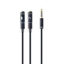 GEMBIRD CCA-417M Kabel (4-polig, Mini-Klinkenstecker M – 2x Mini-Klinkenbuchse F; 0,20 m; schwarz)
