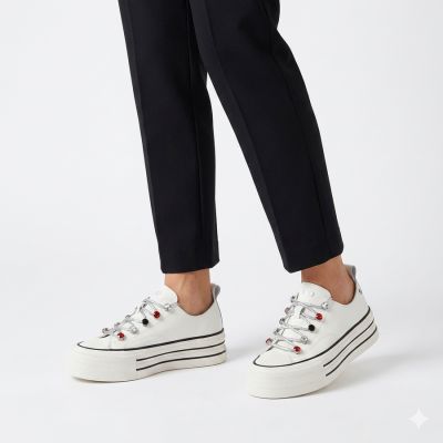 5. Weiße Damen-Sneaker aus Leder mit Plateausohle, Modell Goe T2N4072