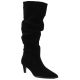 Damen-Lederstiefel, gerüscht, schwarz, Vinceza ZHI27-89167
