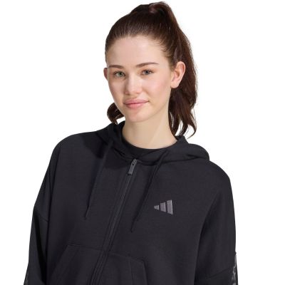 4. Damen-Sweatjacke adidas Seasonal Essentials Animal Print 3-Stripes Full-Zip Hooded Schwarz KS8002