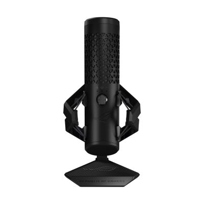 5. ASUS ROG Carnyx USB-Gaming-Mikrofon (25-mm-Kondensatorkapsel, 192 kHz/24 Bit, Niere, Hochpassfilter, integrierter Popfilter, Metall-Schwingungsdämpfer, Stummschaltung per Knopfdruck, USB, Aura Sync RGB) – Schwarz