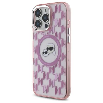 2. Karl Lagerfeld IML Monogram Karl & Choupette Head MagSafe-Hülle für iPhone 16 Pro – Rosa