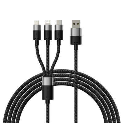 3in1 USB - Micro-USB / Lightning / USB C 3,5A 1,2m Kabel Baseus StarSpeed - schwarz