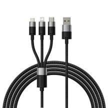 3in1 USB - Micro-USB / Lightning / USB C 3,5A 1,2m Kabel Baseus StarSpeed - schwarz