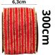 4. Band, goldgestreift, 6,3 cm x 3 m, rot