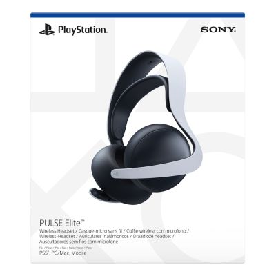6. Sony PULSE Elite Kabelgebundenes & Kabelloses Bluetooth-Gaming-Headset mit Kopfbügel und Ladestation, Schwarz, Weiß