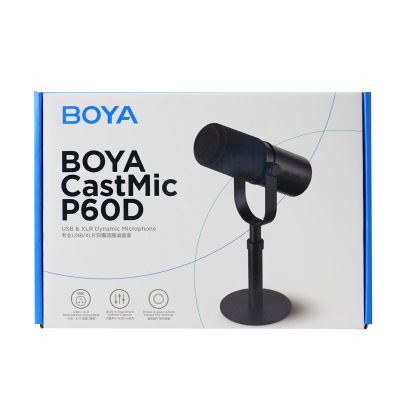15. BOYA CastMic P60D Studio-Mikrofonständer mit Kabel (USB/XLR) – Schwarz