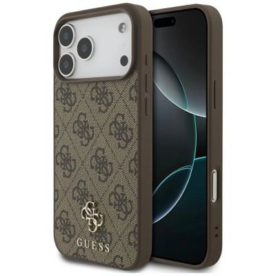 Guess 4G Small Classic Logo MagSafe Hülle für iPhone 17 Pro Max – Braun