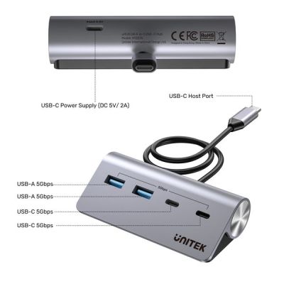 20. UNITEK ALUMINIUM-HUB USB-A/C 2X USBA 2X USBC 5GBP