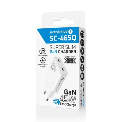 6. EVERACTIVE GAN SUPER SLIM 2X USB-C PD 45W WEISSES LADEGERÄT SC-465Q