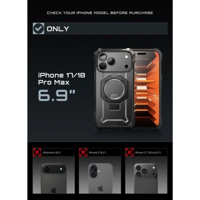 5. Supcase UB Grip Mag MagSafe Hülle für iPhone 18 Pro Max / 17 Pro Max – Schwarz