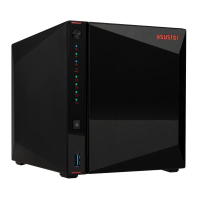 8. AS5404T NAS; Tower; 4x (3,5" SATA HDD/ 2,5" SSD); Intel Celeron N5105; 4 GB DDR4 SODIMM (max. 16 GB), 2x 2,5-GbE, 4x M.2 2280 NVMe PCIe 3.0, 3x USB 3.2 Gen, 1x HDMI 2.0b
