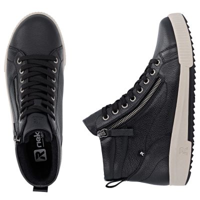 10. Damen-Ankle-Boots aus Leder, leicht gefüttert, schwarz, Rieker W0164-00