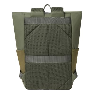 7. Rivacase Eden Rucksack Reiserucksack Olivgrünes gewachstes Leder (Pull-Up), Polyester, recyceltes Polyethylenterephthalat (rPET)